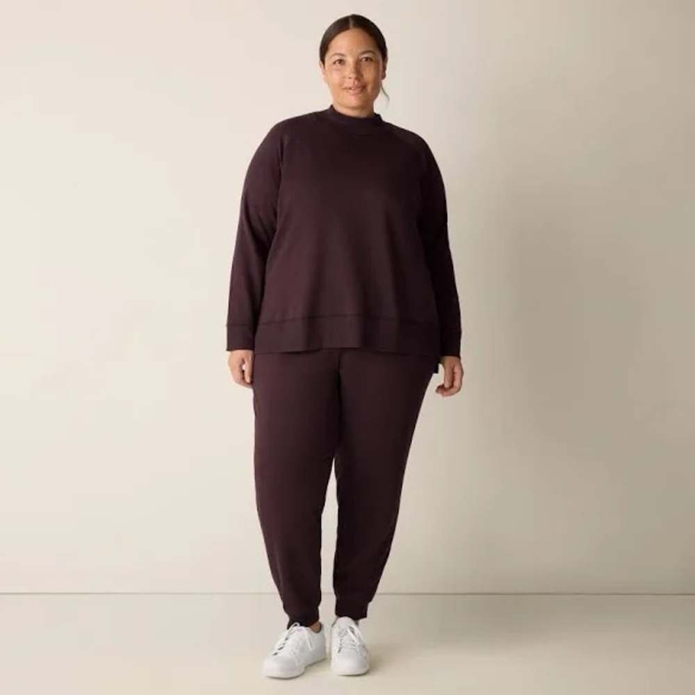 Eileen Fisher Women's Cozy Brushed Terry Hug Mock Neck Top in Cassis